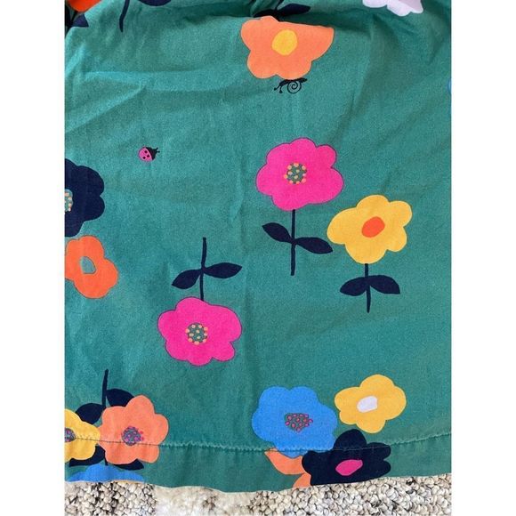 Hanna Andersson Top Smock Neck 3/4 Sleeve Floral Ladybug Green Girls Kids Size 4 - Picture 5 of 9